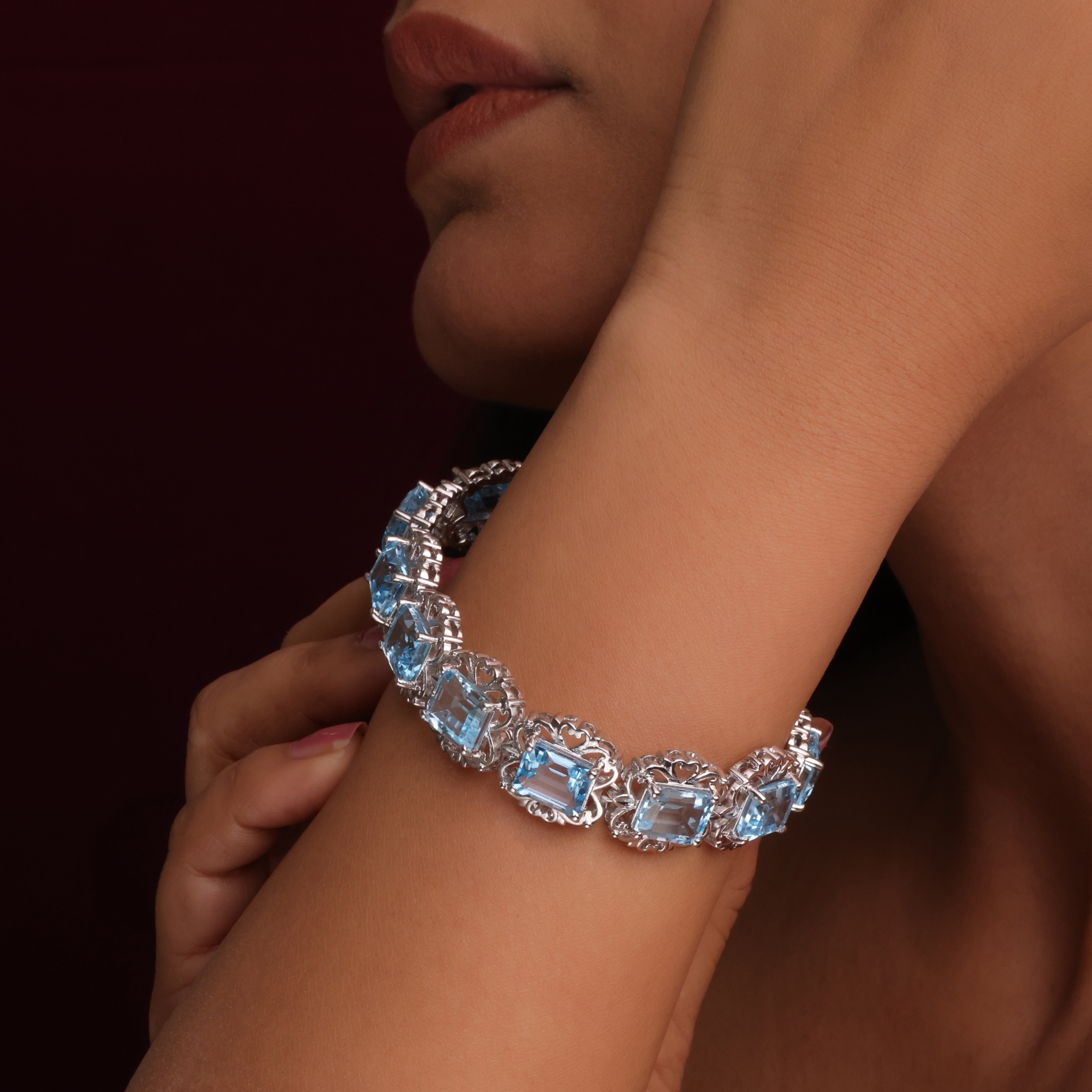 Blue Topaz Floral Bracelet